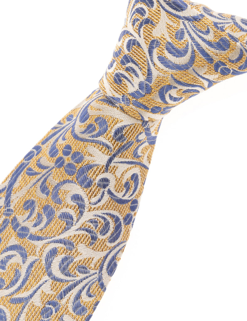 Cacharel žuta muška kravata sa plavim ornamentima-[SKU]