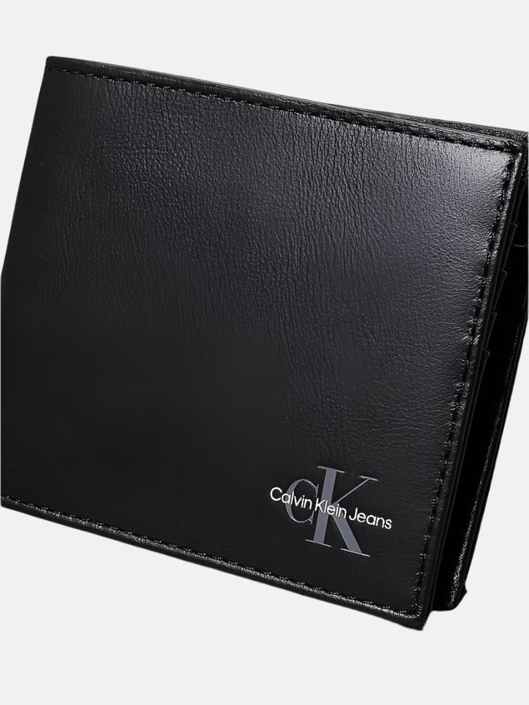 Calvin Klein crni muški novčanik sa kontrastnim šavovima-[SKU]