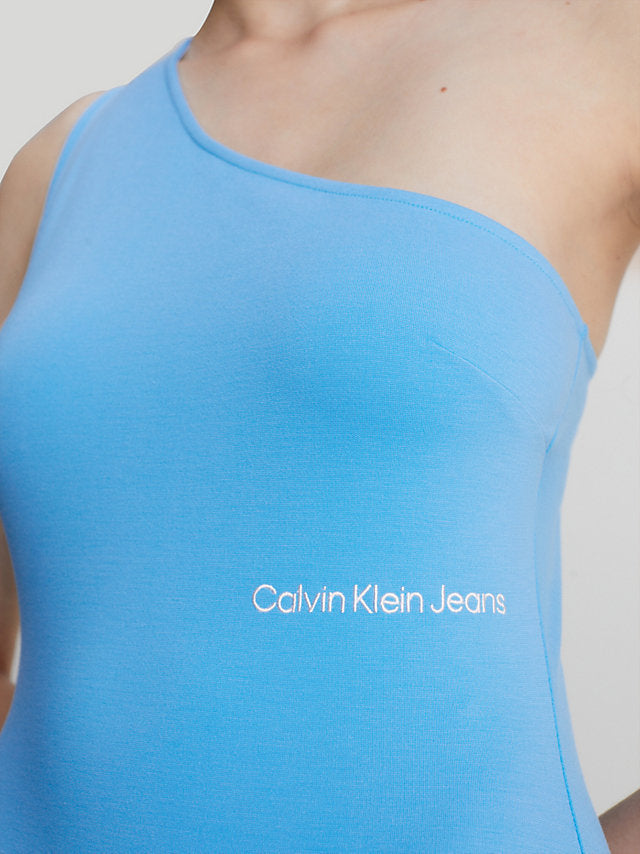 Calvin Klein plava ženska haljina s jednim naramenom-[SKU]