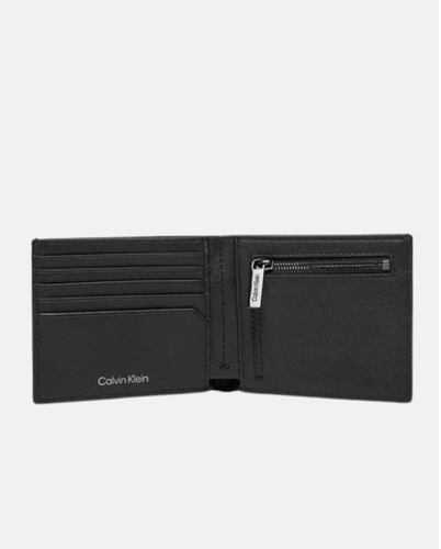 Calvin Klein crni muški novčanik sa metalnom pločicom-[SKU]