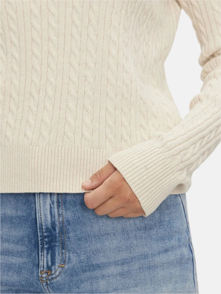 Tommy Hilfiger bijeli ženski pleteni džemper s uzorkom-[SKU]
