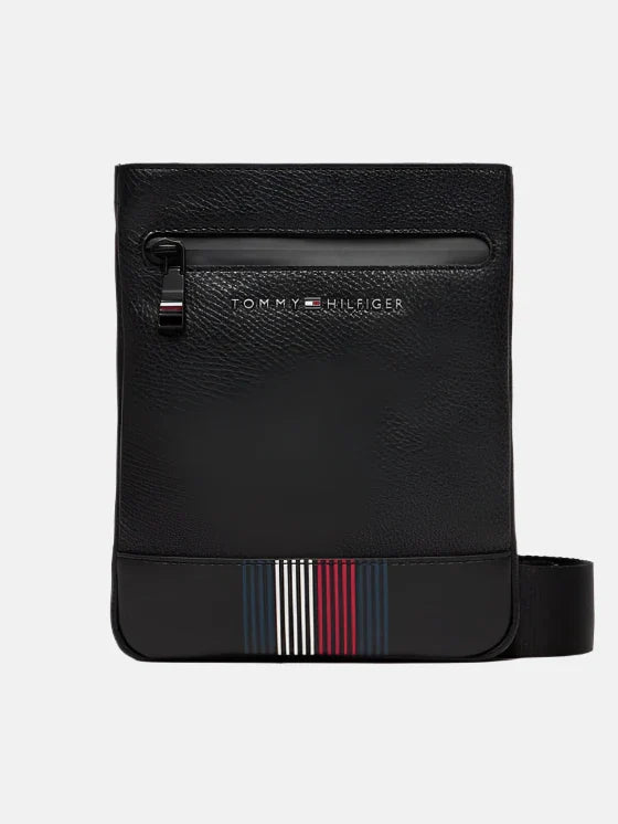 Tommy Hilfiger crna muška torba s prugastim detaljem-[SKU]