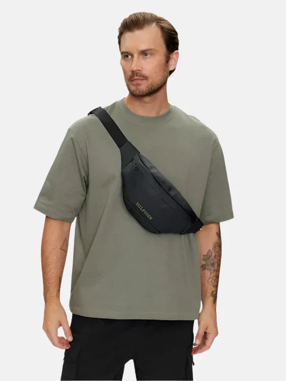 Tommy Hilfiger crna muška torba s podesivim remenom-[SKU]