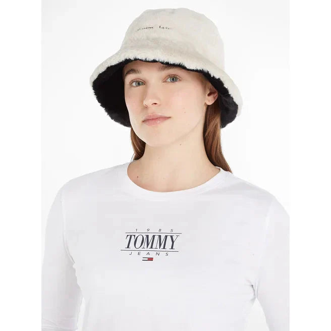 Tommy Hilfiger crna ženska kapa s bijelim rubom-[SKU]