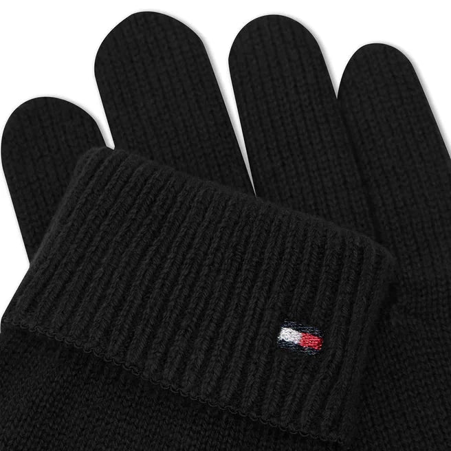 Tommy Hilfiger crne ženske rukavice rebrastih manžeta-[SKU]