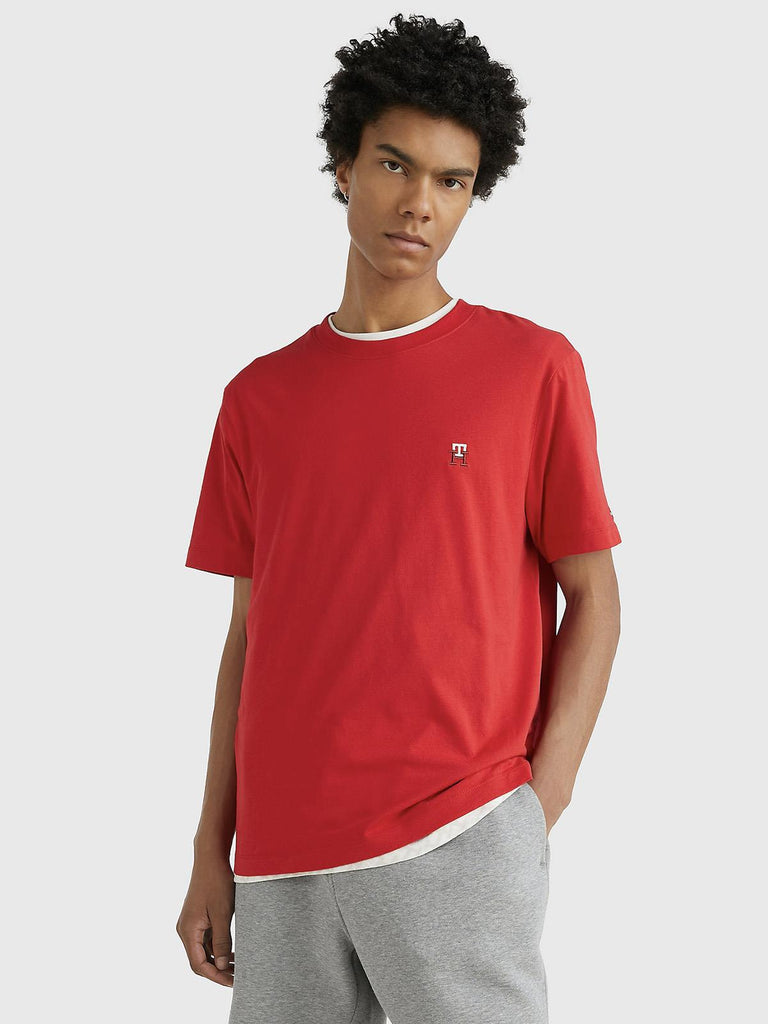 Tommy Hilfiger crvena muška majica s bijelim rubom-[SKU]