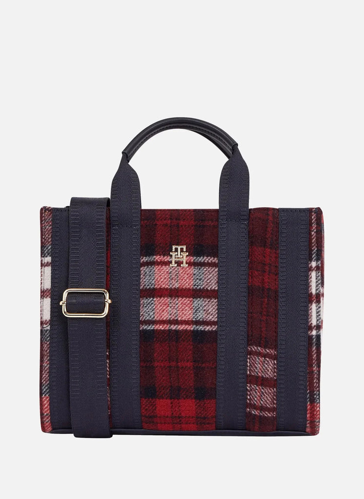 Tommy Hilfiger crvena ženska torba s kariranim uzorkom-[SKU]