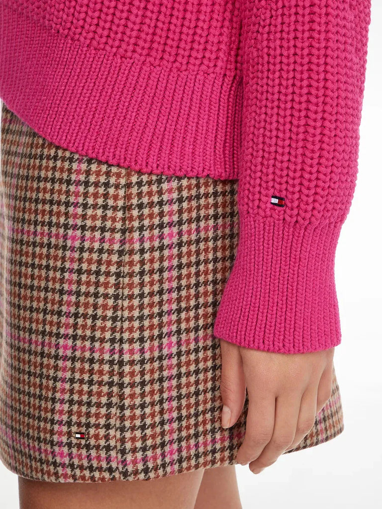 Tommy Hilfiger pink pleteni ženski džemper-[SKU]