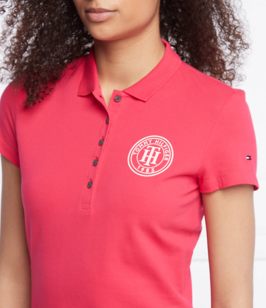 Tommy Hilfiger pink ženska haljina s kratkim rukavima-[SKU]