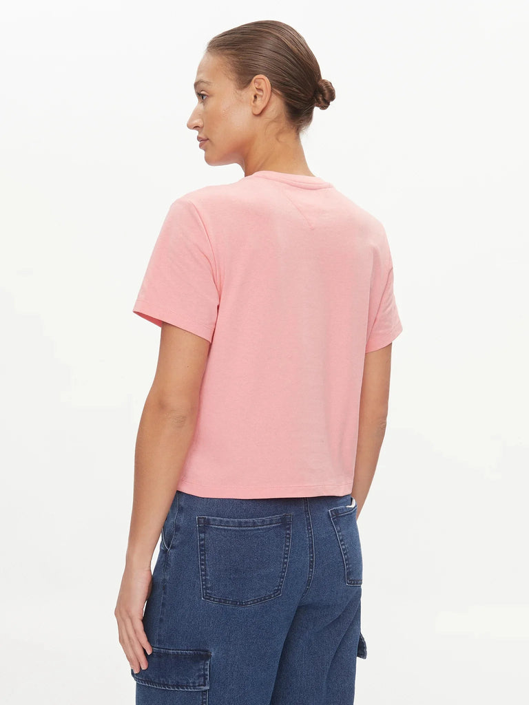 Tommy Hilfiger roza ženska majica s okruglim izrezom-[SKU]