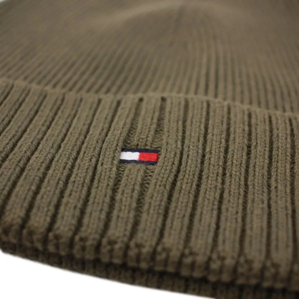 Tommy Hilfiger zelena muška kapa sa rebrastim pletenjem-[SKU]
