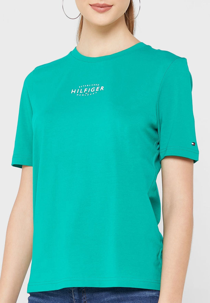 Tommy Hilfiger zelena ženska majica s okruglim izrezom-[SKU]