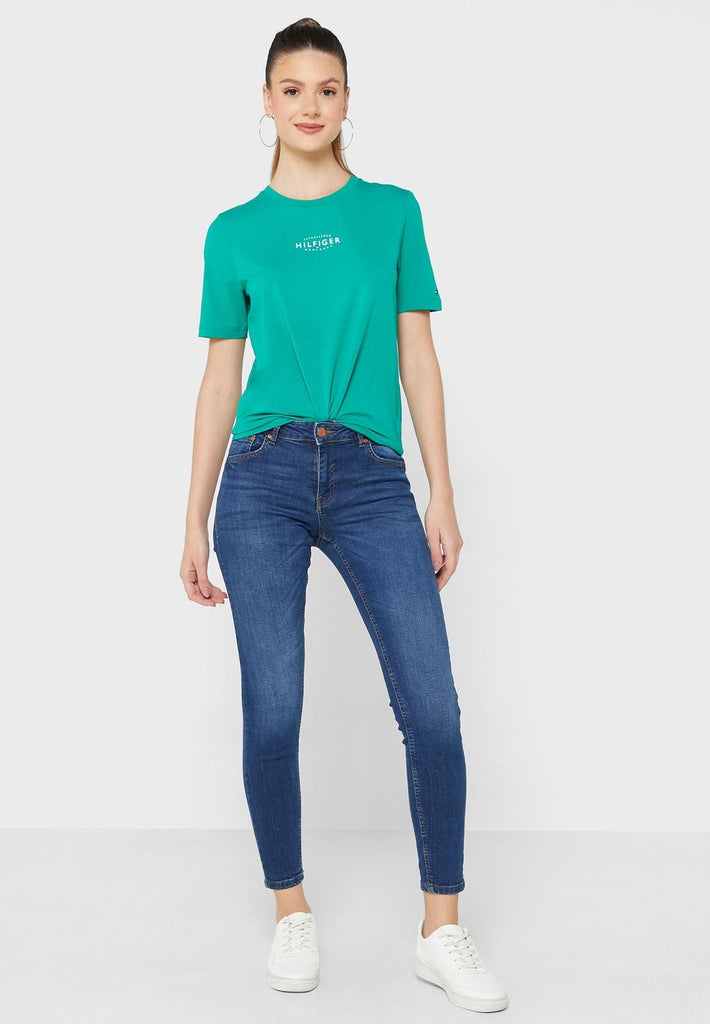 Tommy Hilfiger zelena ženska majica s okruglim izrezom-[SKU]