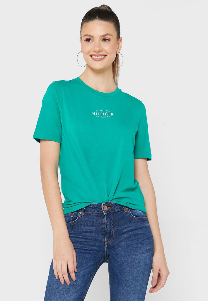 Tommy Hilfiger zelena ženska majica s okruglim izrezom-[SKU]
